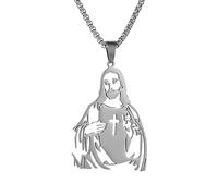 Collier de Jésus catholique, Collier de Jésus chrétien, Colliers de Jésus en acier inoxydable pour homme chrétien | Outil décoratif en acier inoxydable pour un usage quotidien, fiançailles, fête, a