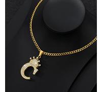 Collier de la Lettre de la Couronne de zircone pour Femmes Hommes Hip hop Hip hop Premier Alphabet Chaîne Chaîne Chaîne de chauger Pendentif Collier Collier Bijoux Cadeau-C