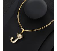 Collier de la Lettre de la Couronne de zircone pour Femmes Hommes Hip hop Hip hop Premier Alphabet Chaîne Chaîne Chaîne de chauger Pendentif Collier Collier Bijoux Cadeau-J