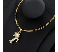 Collier de la Lettre de la Couronne de zircone pour Femmes Hommes Hip hop Hip hop Premier Alphabet Chaîne Chaîne Chaîne de chauger Pendentif Collier Collier Bijoux Cadeau-T