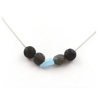 collier de lave de 8 mm + aigue-marine du Brésil + labradorite de Finlande