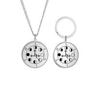 Collier de Lilith pour hommes femmes Hécate gothique phase de lune Lilith Déesse pendentif Sigil Lucifer Signe Mythologie Païen Bijoux Cadeau (set argent)