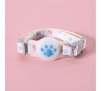 Collier de localisation pour animal domestique en nylon réglable avec housse de protection en silicone pour AirTag (bleu)