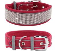 Collier de Luxe en Strass, Doux et réglable, réfléchissant, personnalisé, for Chiens Petite Moyenne Taille(Red,S)
