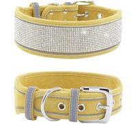 Collier de Luxe en Strass, Doux et réglable, réfléchissant, personnalisé, for Chiens Petite Moyenne Taille(Yellow,L)