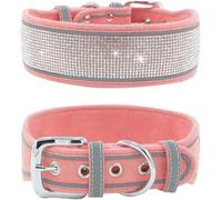 Collier de Luxe en Strass, Doux et réglable, réfléchissant, personnalisé, for Chiens Petite Moyenne Taille(Red,M)