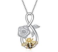 Collier de maman d'enfants, colliers avec pendentif coeur d'amour cadeaux pour femme épouse grand-mère mode collier porte-bonheur 8 Y mignon abeille charme bicolore chaîne de clavicule bijoux de Sai
