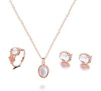 Collier de Mariage Opal Ensemble de Boucles d'oreilles en Pierre de Pierre de Pierre en Or Rose Ronds des Bijoux de Mariage pour Les Femmes et il est Beau et Facile à Utiliser.