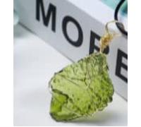 Collier de météorite tchèque pendentif en moldavite brut naturel avec câble de goldtone wrap cristaux irréguliers certifiés 100% véritable moldavite ,SBO99TON-9990 ( Size : 9-12G , Color : Steel gold