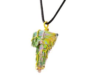 Collier De Minerai De Bismuth | Pendentifs En Minerai De Bismuth, Cristaux | Colliers de cristaux de chakra bismuth - Pendentifs en pierre de quartz avec pierres précieuses enveloppées de fil
