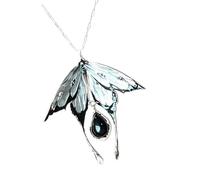 Collier de mode alternatif avec pendentif papillon de nuit, chaîne de clavicule avec détails superposés en forme de larme centre foncé pour tenues, scènes de fête, look quotidien, pendentif bijoux