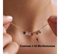 Collier de naissance personnalisé avec pierres de naissance de la famille, collier de pierres de naissance, collier de pierres de naissance, mon collier, collier de mère, cadeau de Noël, glamour du No