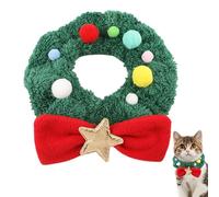 Collier de Noël pour chat, collier de Noël pour chien - Écharpe de cou en peluche de Noël pour animal de compagnie | Collier de chat de noël créatif, collier de sécurité en peluche réglable pour anima