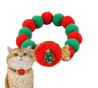 Collier de Noël pour chat - Collier pour chat avec nœud mignon en peluche | Collier coloré pour animal domestique réglable Costume de vacances pour chaton chiot