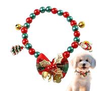 Collier de Noël pour Chien,Collier pour Chiot Femelle, avec Noeud Clochette et Pendentifs Sapin Père Noël Bonhomme de Neige Flocons Renne - Accessoire de Fêtes pour Chien et Chat Fille