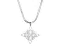 Collier de nœud de sorcière pour les femmes pendentif nœud celtique irlandais Triquetra Trinité nœud triangulaire Bijoux viking Cadeau païen Chaîne claviculaire Filles (Nœud de sorcière argenté)
