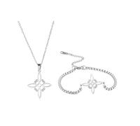 Collier de nœud de sorcière UNIFT pour femmes en acier inoxydable - Pendentif irlandais nœud celtique à 4 branches - Charme de mode - Bijoux magiques (argent 4)