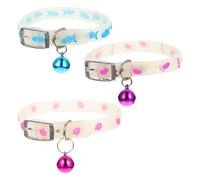 Collier de Nuit Fluorescent pour Chiot en Silicone, Lot de 3 | Réglable 19-26cm, Clochette, pour Petits Chiens et Chats, Sorties Nocturnes, Photo Couleur Aléatoire