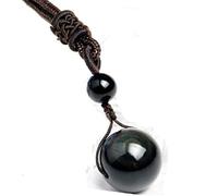 Collier de Pendentif d'obsidien Noir Naturel