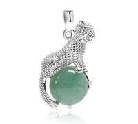Collier De Pendentif Pierre Naturelle En Femme,Naturel Aventurine Pierre Pendentif Argent Léopard Pendentif Collier Pierres Précieuses Pendentif Colliers Pierre Collier Lady Bijoux Cadeau Pour Les