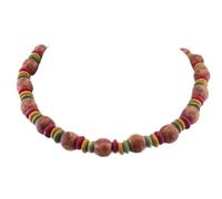 Collier de perles africaines fait à la main, 38 cm de long, perles en bois, artisanat traditionnel du Zimbabwe avec carte d'histoire