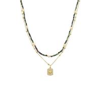 Collier de perles blanches Luxenter finition en or jaune 18 carats - Stripe