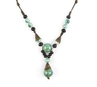 Collier de perles bohème pour femme, chaîne en Y bohème faite à la main avec perles en céramique colorées, bijoux ethniques hippies, essentiels pour les festivals, essentiel pour les tenues