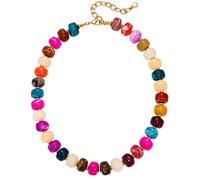 Collier de Perles Colorées pour Femme Tendance Multicolore Perles de Résine Ras de Cou Statement Minimaliste Moderne avec Intercalaires Plats Dorés Y2K Boho Vacances d'Été Bijoux Fantaisie Cadeaux