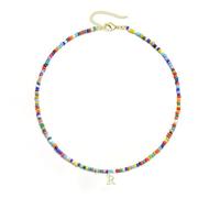 Collier De Perles Colorées pour Femmes avec Pendentif Lettre Collier Ras Du Cou Bohème Fait À La Main Bijoux De Nom Personnalisés Cadeaux pour Femmes Adolescentes, Collier Lettre R En Or Plaqué
