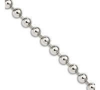 Collier de perles creuses polies en argent sterling 925 de 4 mm avec pince de homard pour femme - 46 cm