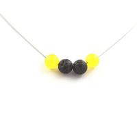 Collier de perles d'agate jaune + lave 8 mm