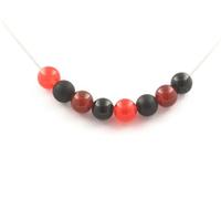 Collier de perles d'agate noire + calcédoine rouge + agate rouge + onyx noir mat 8 mm