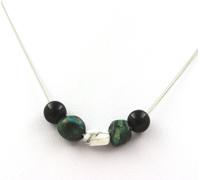 collier de perles d'agate noire de 8 mm + chrysocolle des États-Unis + howlite des États-Unis
