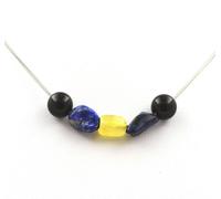 collier de perles d'agate noire de 8 mm + opale jaune d'Australie + lapis-lazuli du Pakistan