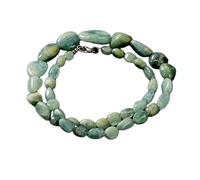 Collier de perles d'aigue-marine bleue naturelle, forme roulée, couleur verte, accessoire de cou, 8-23 x 12 mm | Collier de 45,7 cm fait main, perles de cristal aux vertus curatives | LKSLF_NCK_00026