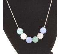 Collier de perles d'aigue-marine + pierre de lune de 8 mm