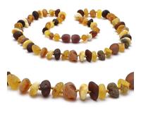 Collier de perles d'ambre Baltic Secret - Fait à la main - Véritable pierre d'ambre de la Baltique brute - Coffret cadeau pour hommes, mère, femme