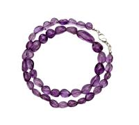Collier de perles d'améthyste naturelle, forme roulée, couleur violette, accessoire de cou 6 x 8-8 x 18 mm | Collier de 45,7 cm fait main, perles de cristal aux vertus curatives | LKSLF_NCK_00203