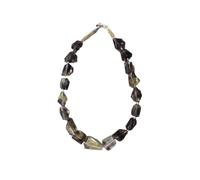Collier de perles d'amétrine naturelle, forme roulée, couleur vert fumé, accessoire de cou, 16 x 18-20 x 28 mm | Collier de 43 cm fait main, perles de cristal aux vertus curatives | LKSLF_NCK_00493