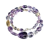 Collier de perles d'amétrine naturelle, forme roulée, couleur violette, accessoire de cou 9 x 7 - 23 x 18 mm | Collier de 45,7 cm (18 pouces) fait main, perles de cristal de guérison | LKSLF_NCK_00022