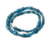 Collier de perles d'apatite naturelle, forme coussin, couleur bleue, accessoire de cou, 8 x 10 à 10 x 12 mm | Collier de 43 cm fait main, perles de cristal aux vertus curatives | LKSLF_NCK_00420