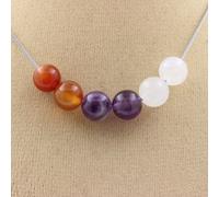 collier de perles de 8 mm en bandachat + améthyste + pierre de lune