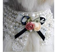 Collier de Perles de Beaux Perles, Nielle à Nœud Papillon Réglable en Peluche avec Collier Col, adapté aux Petits et Moyens Chiens, Facile à Porter, Apparence la Mode, Adaptée Beaucoup