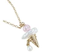 Collier de perles de crème glacée en alliage de cuivre de qualité supérieure, accent en résine robuste pour un usage quotidien, accessoire de mode, charme doux, collier de perles de crème glacée en de