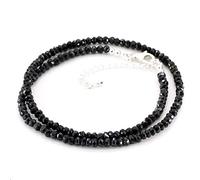Collier de perles de cristal en tourmaline noire naturelle authentique de 3 mm