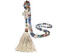 Collier de perles de cristal pour femme - Chaîne de chandail - Collier de Bohême - Longue chaîne - Collier multicolore - Long gland - Bijoux fantaisie