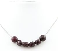 Collier de perles de grenat du Mozambique + chaîne en acier inoxydable de 8 mm de grenat