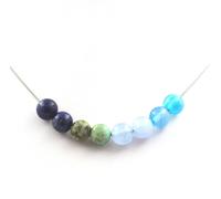 Collier de perles de lapis-lazuli + agate bleue + aigue-marine + turquoise du Pérou 8 mm