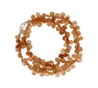 Collier de perles de pierre de soleil naturelle en forme de poire, couleur orange, accessoire de cou 7 x 10 mm | Collier de 43 cm fait main, perles de cristal aux vertus curatives | LKSLF_NCK_00142