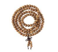 Collier de perles de prière bouddhiste en bois pour homme 108 perles